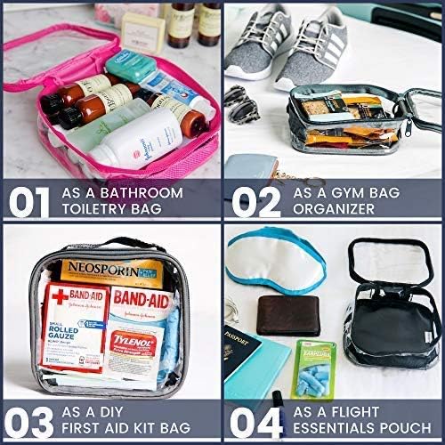 EzPacking Clear TSA Approved 3-1-1 Travel Toiletry Bag for Carry On/Quart Size Transparent Liquids Pouch for Airport Security/Reusable See Through Vinyl & PVC Plastic Organizer Men Women (Purple)