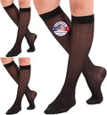 (3 Pairs - Closed Toe) Wide Calves Sheer Compression Socks for Women 15-20mmHg - Womens Compression Stockings for Circulation during Sport, Work, Travel, Flight - Black, 4X-Large - A101BL7-3