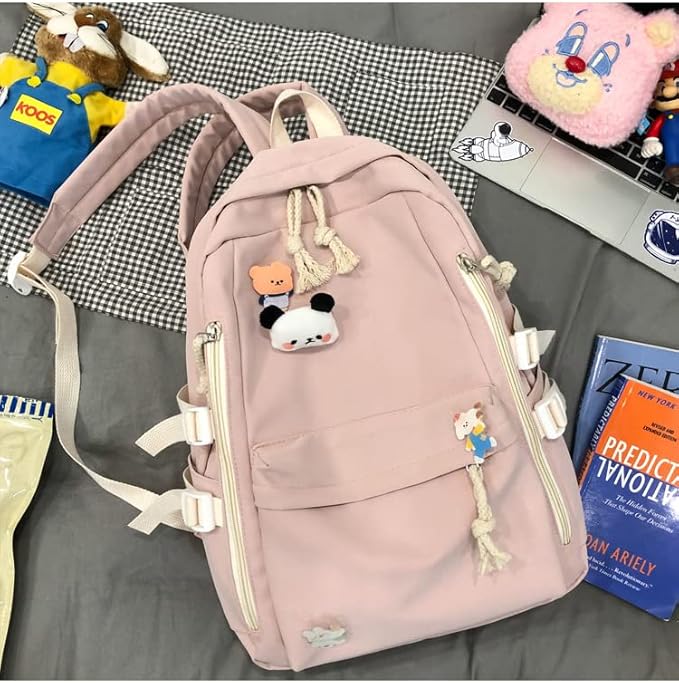 DUSLANG Big Student Laptop Backpack For College Women Men Middle High School Teen Girls Bookbag Travel Daypack,Pink