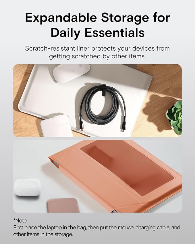 MOFT Laptop Carry Sleeve, 2-in-1 Laptop Bag & Stand for 13" MacBook Air/Pro & Dell/HP/Lenovo/Asus, Stylish Slim Computer Sleeve Bag with Expandable Storage for Computer Accessories, Seafoam