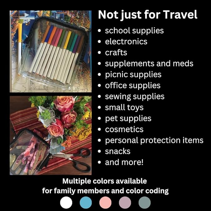 BORSALI TSA-Approved Quart-Sized Bag for Carry-On Travel - One (1) Quart Clear Toiletries, Cosmetic and 3-1-1 Liquids Toiletry Bag - Light Blue