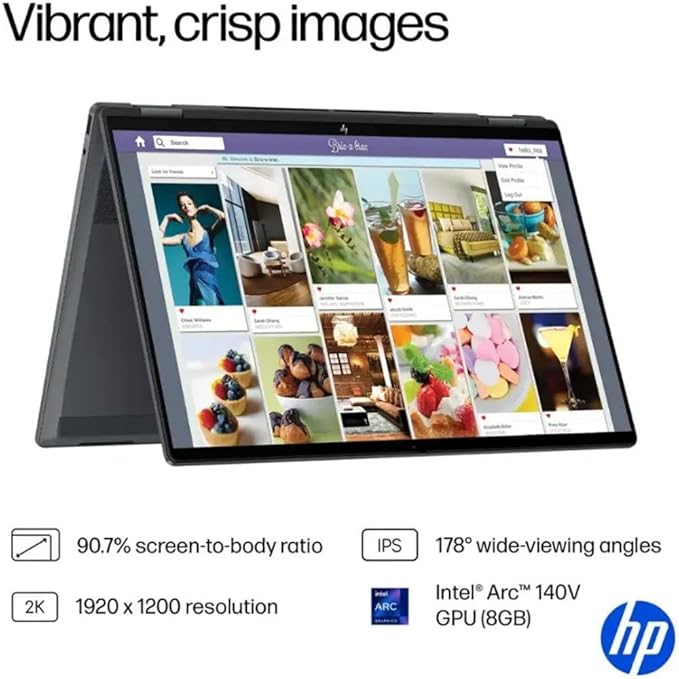HP OmniBook X Flip 16 2-in-1 Laptop: 16" FHD+ Touchscreen, Intel Core Ultra 7 (NPU 47 Tops), 16GB RAM, 1TB SSD, Intel Arc 140V GPU, Copilot+ PC, Eclipse Gray, W/Pen Accessories, Windows 11 Pro