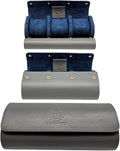 Genuine Napa Leather Watch Roll Travel Case for 3 Watches - Travel Watch Rolls and Leather Watch Display Cases with Velvet Interior - Watch Storage Organizer Men's