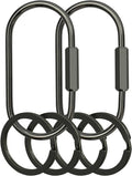 Key Chain, Brass Key Rings 2 Pack Screw Lock Key Organizer with 4 Rings Carabiner Keychain Clip for Men and Women