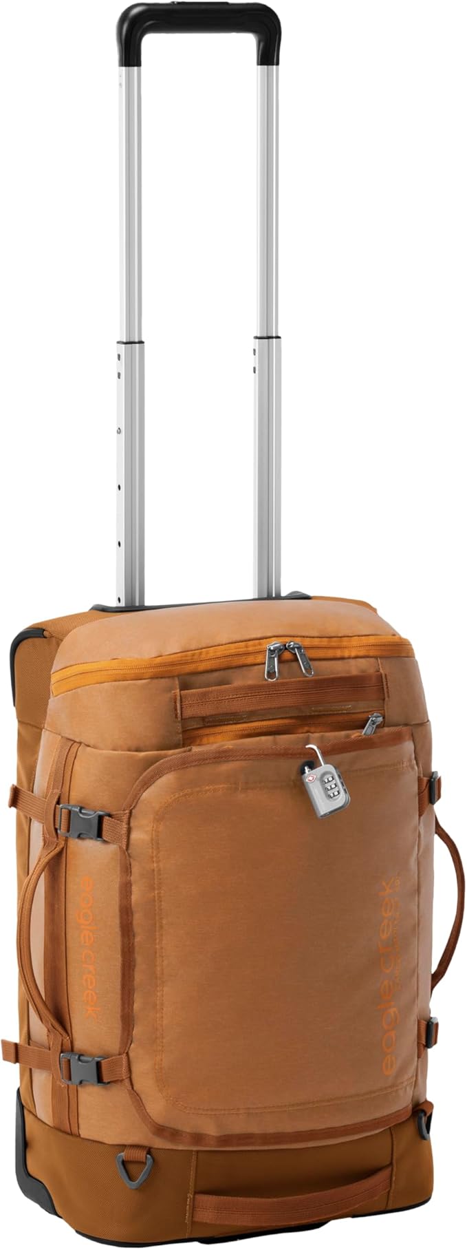 Eagle Creek Cargo Hauler XT Wheeled Duffel - Wheeled Backpack Duffel - Deployable Backpack Straps - Lockable U-Lid & Easy Access Compartment - Iron Orange