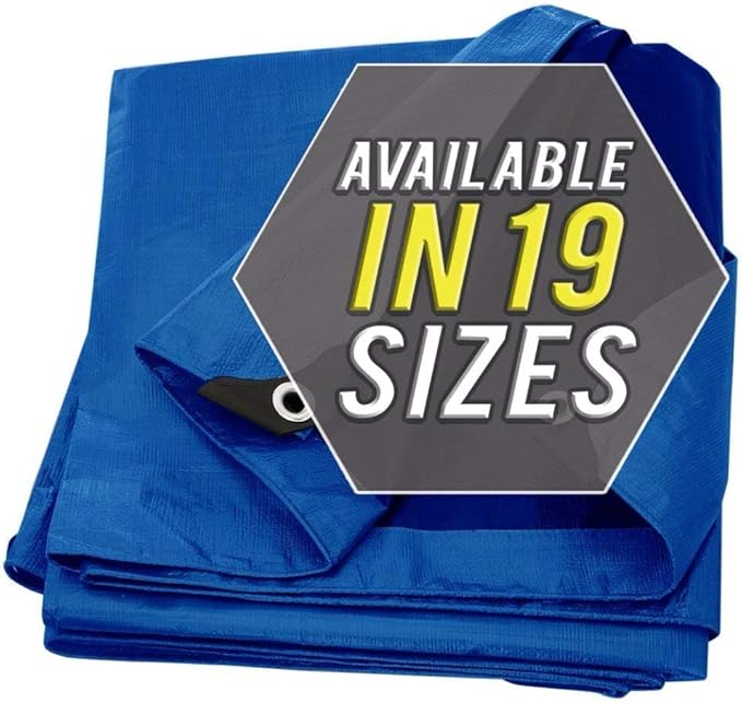 Tarp Cover Blue, 2-Pack Heavy Duty Waterproof, Great for Tarpaulin Canopy Tent, Boat, RV Or Pool Cover!!! (8X10, Heavy Duty)