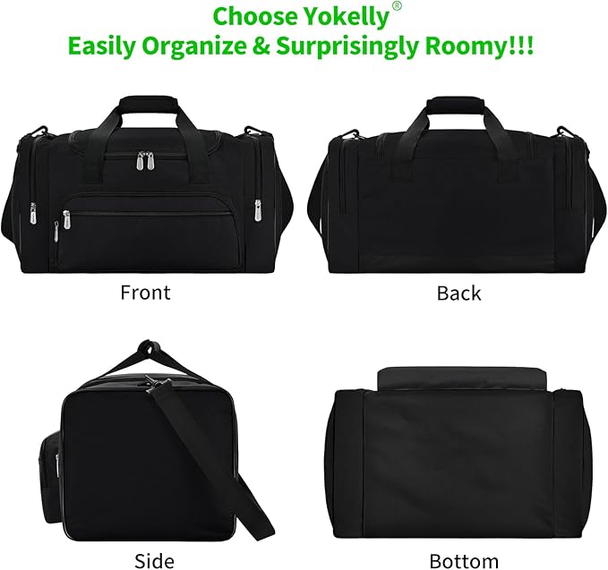 Sports Duffel Bag 20 inch for Travel Gym - Black