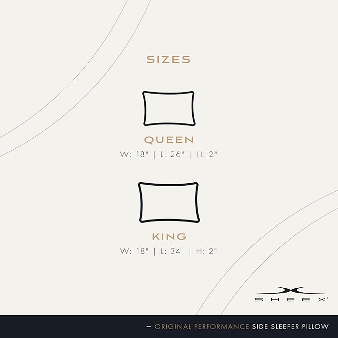 SHEEX Original Performance Down-Alternative Side Sleeper Pillow, Cooling Pillow with Support, Standard/Queen