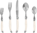 French Home Laguiole 20 Piece Flatware Set – 18/10 Stainless Steel Flatware Set for 4 – Luxurious Ivory-Colored Utensil Set w/Knives, Spoons and Forks