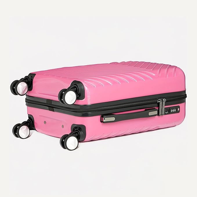 Amazon Basics 21" Hardside Carry-On Luggage with TSA Lock, Hardshell Suitcase With Wheels, Expandable For 25% More Capacity, With Scratch-Resistant Geometric Surface, 4 Multi-directional Wheels, Pink