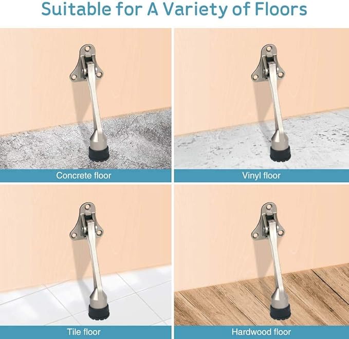 Door Stopper, Kick Down Door Stops for Heavy Doors, with Rubber Tip and Spring Lever, Adjustable, Easy to Set Down and Release, 4-Inch, for Wide Doors (4inch x 30pack, Dark Grey)