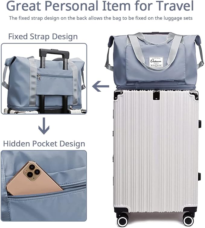 Large Capacity Foldable Travel Bag Expandable Portable Carry on Bag Dry&Wet Separation Sports Duffel Bags