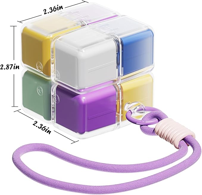 Purse Pill Organizer,Magnetic Cube Cute Pill Box,Pill Compact with 8 Compartment,Vitamin Container Weekly Pill Case (Blue)