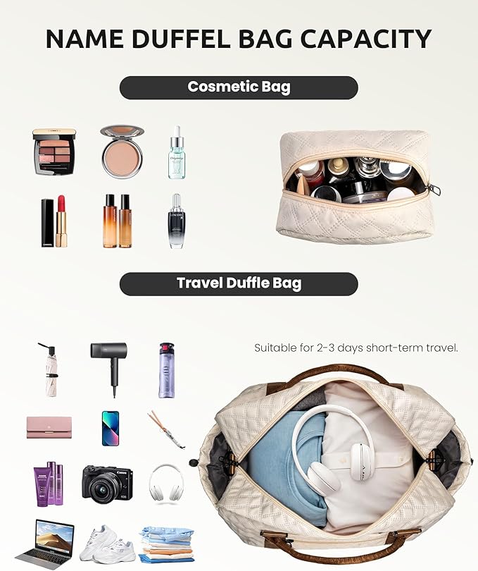 Initial Duffle Travel Bag, Personalized Weekender Bag with Shoulder Strap, Monogram Overnight Bag for Women Wet Pocket, Letter Travel Bag with Makeup Bag Gifts for family (Letter Z)