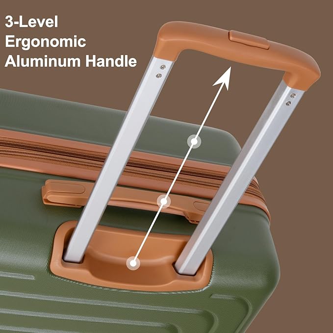 Romswi Luggage Sets 2 Piece, Expandable Carry On Luggage 20In with Travel Backpack, PC+ABS Hardside Suitcase Set with TSA Lock, Durable Carry On Suitcase with Spinner Wheels Green