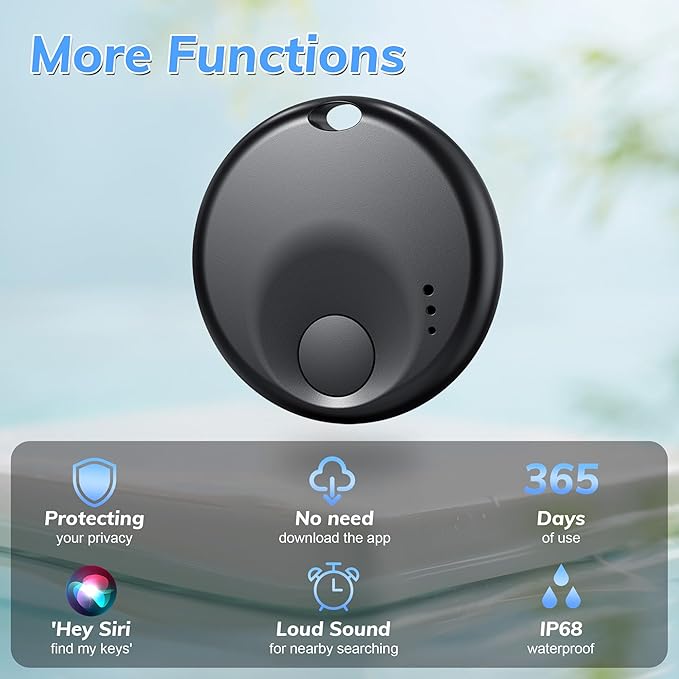 Premium Tracker Tag - Smart Bluetooth Tracker, Works with Apple Find My APP (iOS Only, Not for Android), Smart Tag Keys Finder & Item Locator for Keys, Luggage, Pets & Wallet (2 Pack Black)