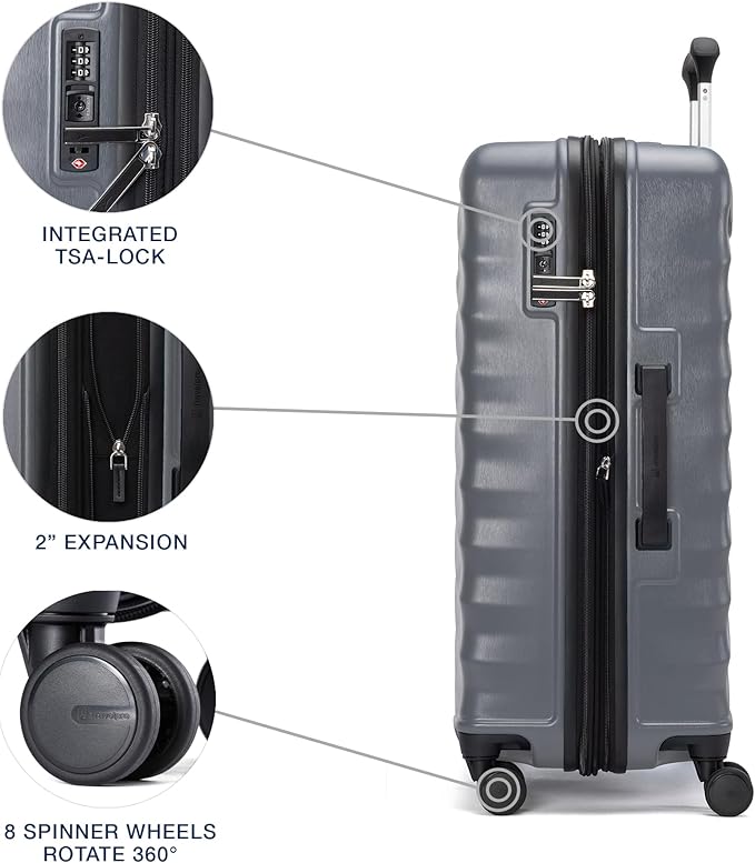 Travelpro Maxlite Air V2 Hardside Expandable Luggage, 8 Spinner Wheels, Lightweight Hard Shell, TSA lock, Shadow Grey, 2-Piece Set (21/25)