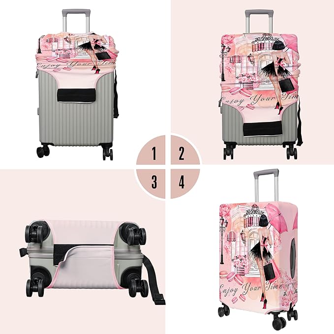 Travel Luggage Cover Suitcase Protector Fits 18-32 Inch Wheel Covers PatternedTravel Related Items Flower Luggage Protector Elastic M