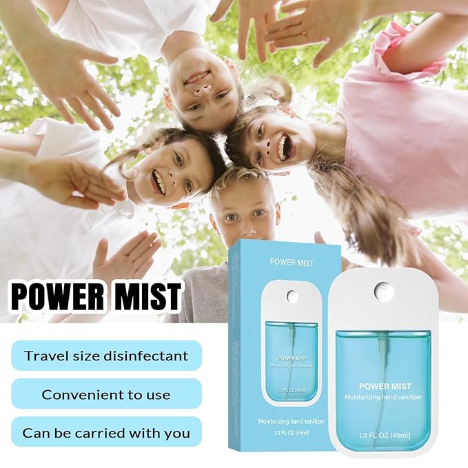 Power Mist Hydrating Hand Sanitizer Spray, Portable Travel-Size Hand Sanitizer Spray, 500-Sprays Each，Suitable for Both Adults and Children (Strawberry)