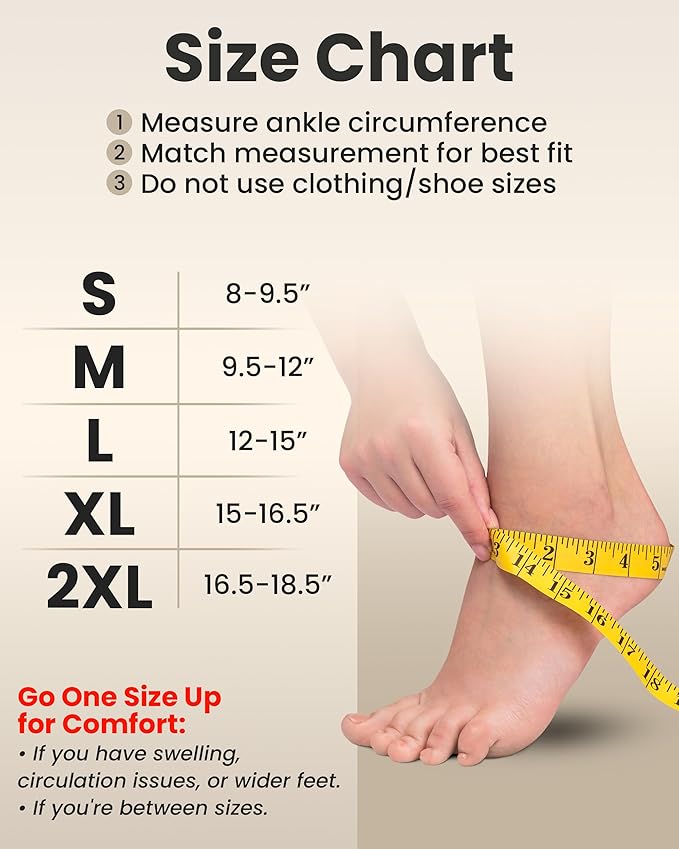 KEMFORD Ankle Compression Sleeve - Plantar Fasciitis Braces - Open Toe Compression Socks for Swelling, Sprain, Neuropathy, Foot Arch Support for Men and Women - 20-30mmhg, L, White