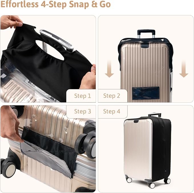 OrgaWise Clear Luggage Cover, For Suitcase Tsa Approved Transparent TPU Suitcase Cover Protector Fit 26-28 Inch Luggage