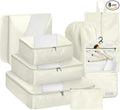 WVM Packing Cubes for Travel, 8 Set Luggage Organizer Bags with Shoe Bag, Toiletry Bag & Laundry Bag, Travel Accessories Essentials Packing Organizer, Beige