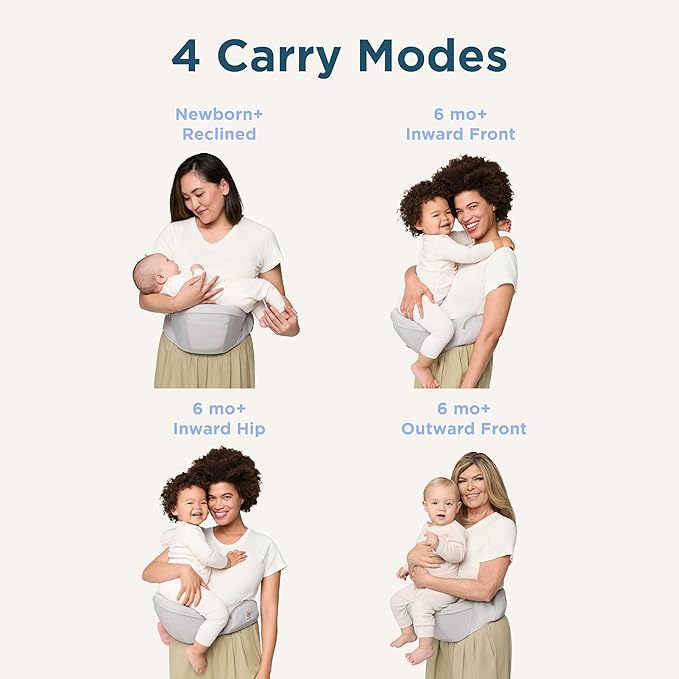 Ergobaby Lift Ergonomic Baby Hip Seat Carrier with Storage, Comfortable Wide Waistbelt and Lumbar Support (17lbs - 45lbs) - Anti-slip Toddler Carrier - Midnight Blue