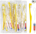 50 pcs Disposable Toothbrushes with Toothpaste and Floss,Yellow Bulk Single Use Toothbrush Floss Pick Individually Wrapped Disposable Travel Toothbrushes Kit for Homeless,Airbnb,Hotel,Guest