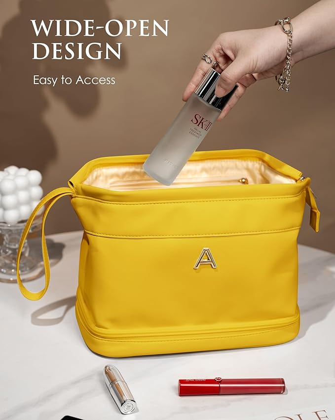 Birthday Gift for 12 13 14 15 16 17 18 Years Old Girl Gifts, Initial Makeup Bag, Travel Gifts, Personalized Bag, Waterproof Double Layer Cosmetic Bag, Letter Travel Toiletry Bag, Friend Gifts