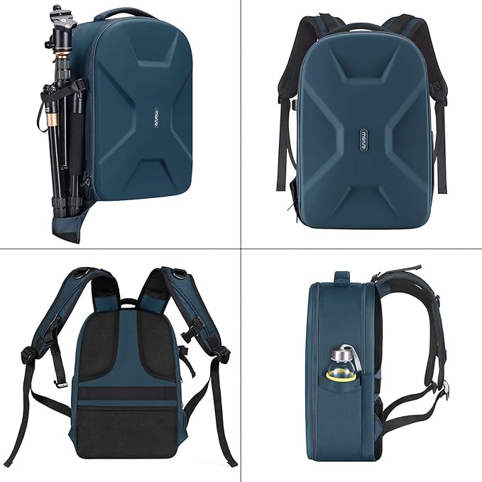 MOSISO Camera Backpack, DSLR/SLR/Mirrorless Photography Camera Bag 15-16 inch Waterproof Hardshell Case with Tripod Holder&Laptop Compartment Compatible with Canon/Nikon/Sony, Deep Teal