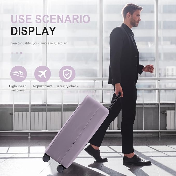 Travel Luggage Cover Protector Scratch-Resistant Fit 19-31 Inch Suitcase, Not Included Suitcase (Lavender Purple, SX(22-23 inch))