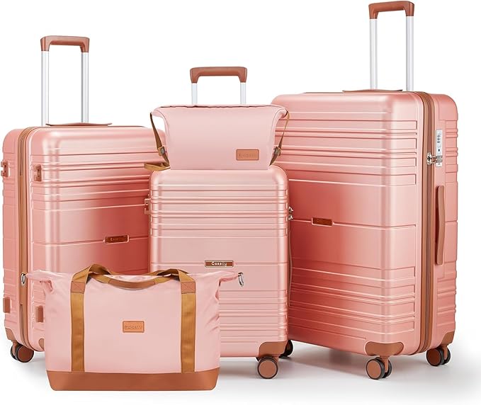 Luggage Sets 6 Piece with Spinner Wheels, Lightweight Hardshell Suitcase Set with TSA Lock, Carry On Checked Luggage with Travel Bag & Toiletry Bag(Light Blue, 6 piece sets（14/20/24/28/DB/TB）)