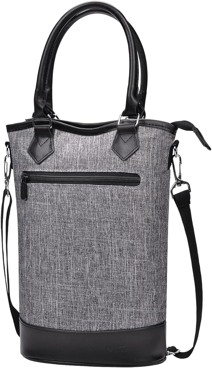 Tirrinia Insulated Wine Gift Carrier Tote - Travel Padded 2 Bottle Wine/Champagne Cooler Bag for Portable Wine Bottle Carrying Case, Women Men Event party, Gift for Wine Lovers