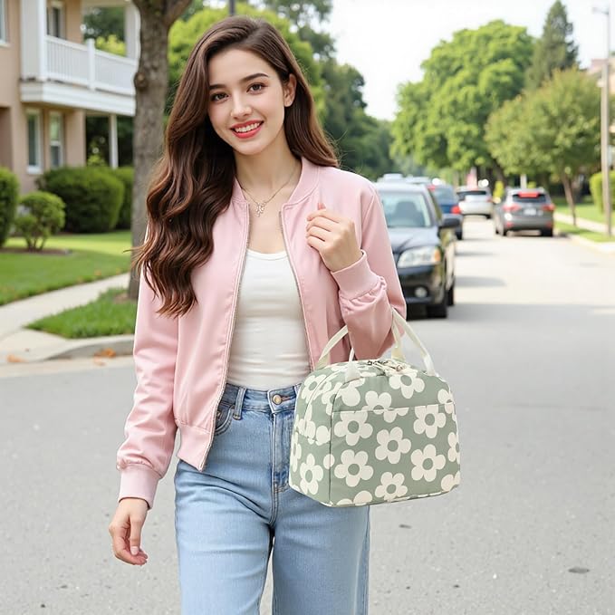Bluboon Lunch Bag for Women Men Cute Corduroy Lunch Tote Bags Reusable Insulated Lunch Box Large Capacity Reusable Insulated Cooler for Work Picnic or Travel