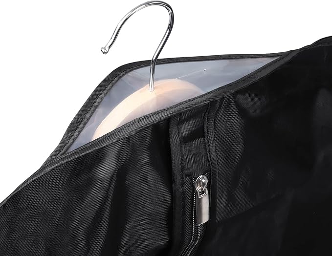 Univivi Garment Bag 60inch Lightweight Suit Bags for Closet Storage, Hanging Clothes Cover 3 Pack with Zipper and Eye-Hole Carry Handles for Folding for Tuxedos Coats Dresses, Black