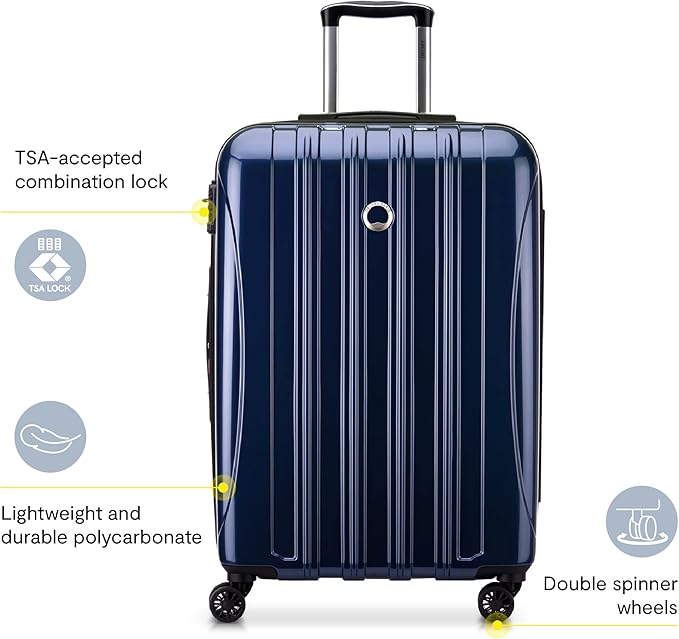DELSEY PARIS Helium Aero Hardside Expandable Luggage with Spinner Wheels, Titanium, Checked-Large 28 Inch