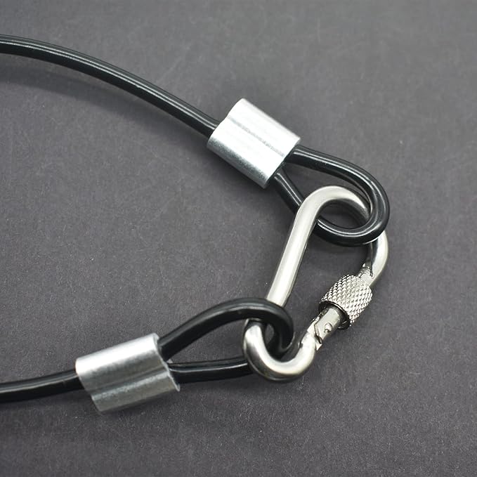 5 Pcs 4mm Wire 48 inch Vinyl Coated Stainless Steel Cable with Loops Short Wire Rope Lanyard Lock Security Chain Link for Outdoor Gates, Black(4mm x 48inch)