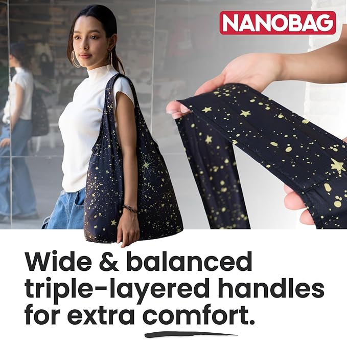 Nanobag Ultra-Lightweight Foldable Sling for Women & Men, Reusable Grocery & Travel Bag, Packable Collapsible Compact Market Crossbody (Sling Blue Waves)