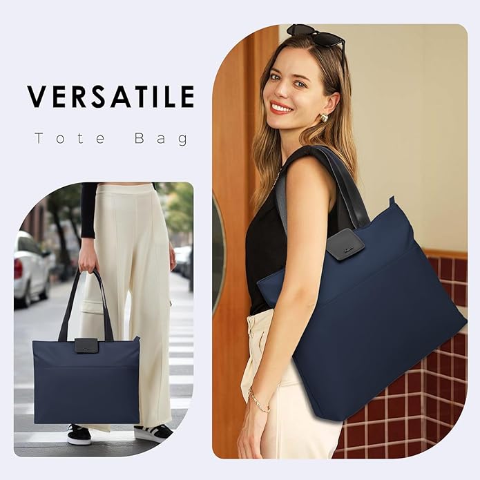SIMTOP Tote Bag for Women with Magnetic Pocket Water Resistant Polyester 16.2" Laptop Compartment for Travel, Office, Daily