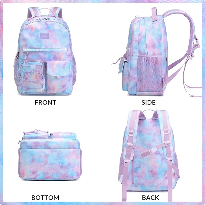 Lohol Galaxy Backpack for Kids Teen Girls, Water Resistant Daypack with Anti Theft Pocket for Travel School (Galaxy B)