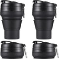 2PACK Collapsible Coffee Cup, 20 OZ 600ml Silicone Folding Camping Mug, Leak Proof BPA Free Portable Sport Bottle with Lids for hiking, Microwave & Dishwasher Safe (Black)