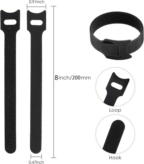 150PCS 8 Inch Cable Ties Reusable Multi-Purpose Wire Ties Cord Organizer Adjustable Cable Management 5 Colors