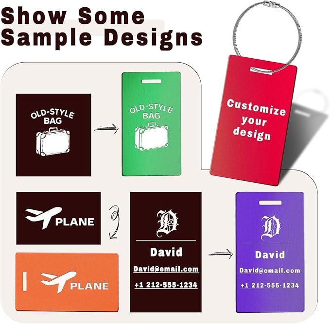 Custom Metal Luggage Tags for Suitcases Custom Engraved Aluminum Personalized Luggage Tags for Travel(Large,Green)