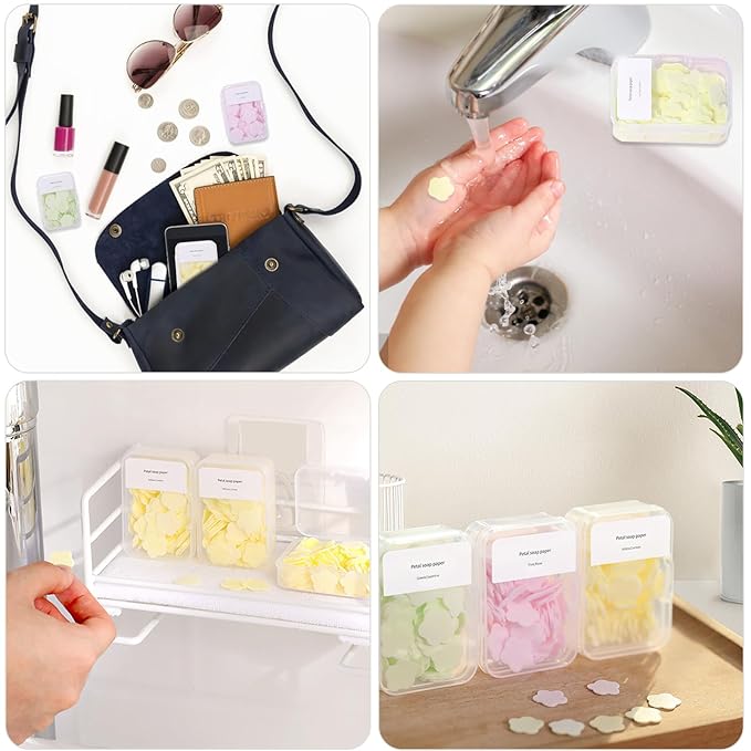 300pcs Portable Hand Washing Soap Sheets, Scented Mini Soap Sheets, Disposable Soluble Soap for Outdoor Travel, Camping, Hiking (Yellow)