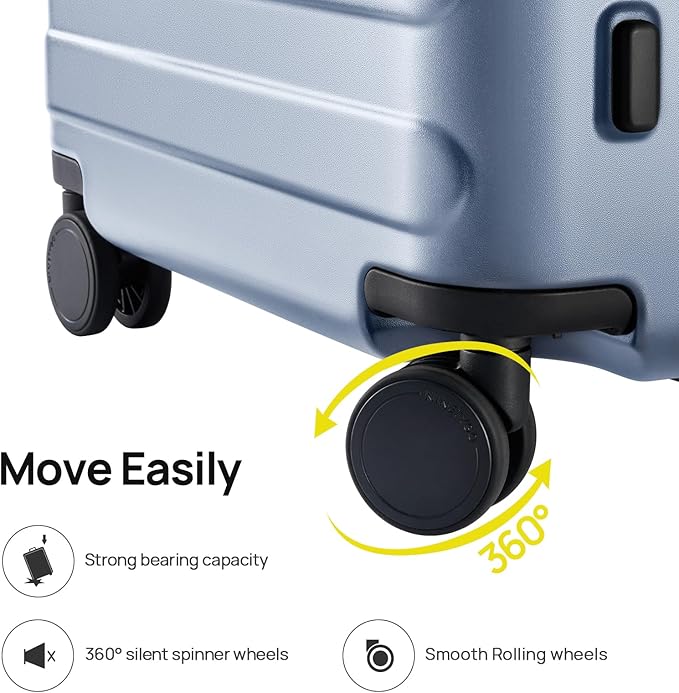 Carry on Luggage 22 X 14 X 9 Airline Approved, 20 Inch Luggage for 3-5 Days Travel, Double Spinner Wheels, 100% Hardshell PC, TSA Lock (03-Shadow (Basic), Checked 26-Inch)