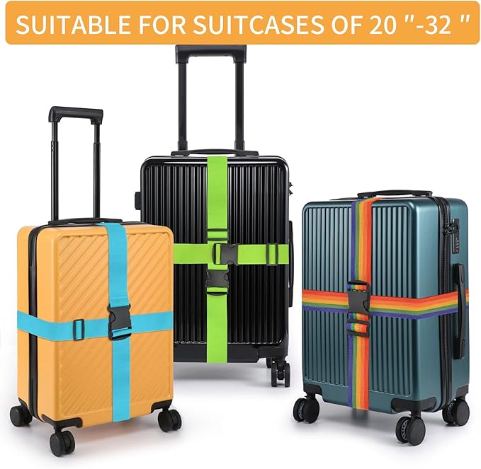 BILIONE 4 Pack Luggage Straps 79" Long Belts Keep Suitcase Secure While Traveling, TSA Approved Add a Bag Premium Accessory for Travel Bag Closure (4 Pcs Black)