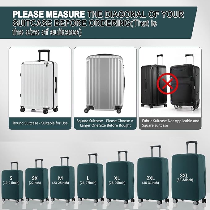Travel Luggage Cover Suitcase Protector Scratch-Resistant Fit 19-31 Inch Suitcase, Not Included Suitcase (Avocado Green, M(24-25 inch))