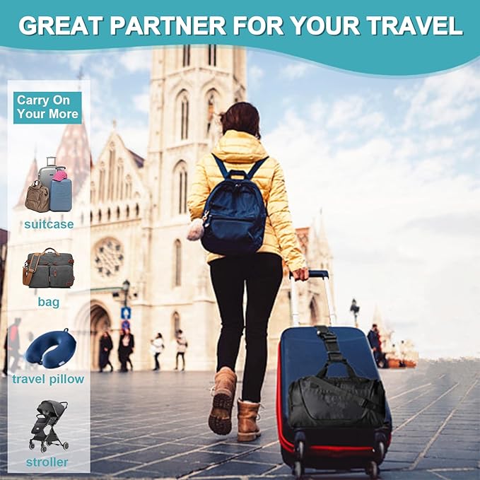 2Pack Luggag Straps for Carry On Bag, Adjustable Suitcase Belt Add Bag Travel Attachment Accessories for Connect Your 3 Luggages, Blue