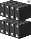 SpaceAid 8 Pack Bed Sheet Organizers and Storage, Foldable Sheet Organizer for Linen Closet, Sheets Set Folder Keeper with Window XL (Queen & King Size) Bedding Container (Black, 8 Pack)