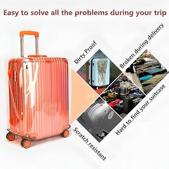 30 Inch Suitcase Cover for Luggage,3mm Thickness Full Clear Luggage Covers for Suitcase TSA Approved Suitable 30-31 Inch Suitable for Long Travel Accessories